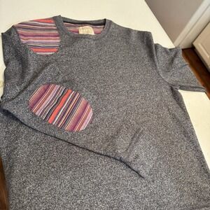 Burton Menswear London Sz L Gray w/ Elbow Patch Fall Preppy Casual Heavy Ski